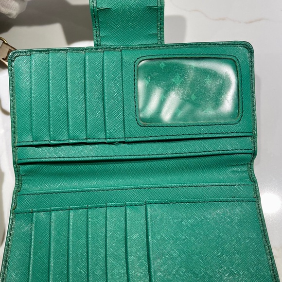 FOSSIL Bag & FREE Wallet, Tate Dome Shoulder Satchel, Cream and Green Wallet - Picture 8 of 17